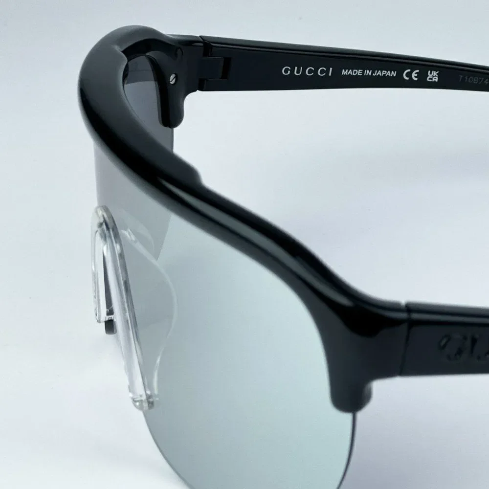 NEW Gucci GG1645S  003 Black Grey Silver Mirrored Unisex Mask Sunglasses
